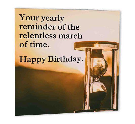 Funny Birthday Cards for Men Women - Relentless March of Time for Mum Dad Son - Purple Fox Gifts