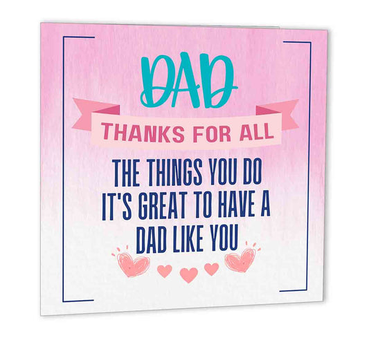 Dad Birthday Cards for Dads Card for Fathers day Daddy 147 x 147mm papa Thanks - Purple Fox Gifts