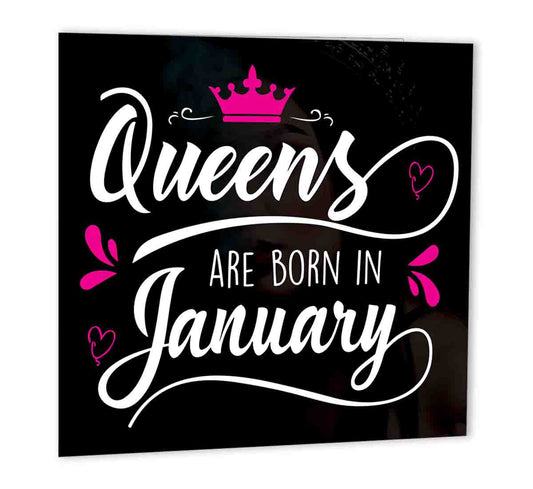 January Birthday Queen Card for Womens Ladies 147 x 147mm - Purple Fox Gifts