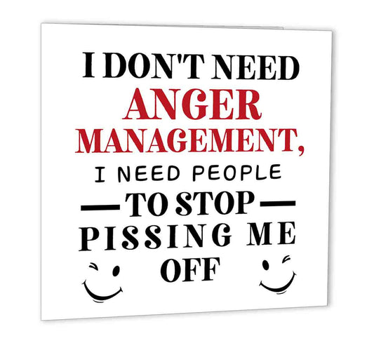 Anger Management Funny Birthday Card Rude Novelty birthday card 147 x 147mm - Purple Fox Gifts