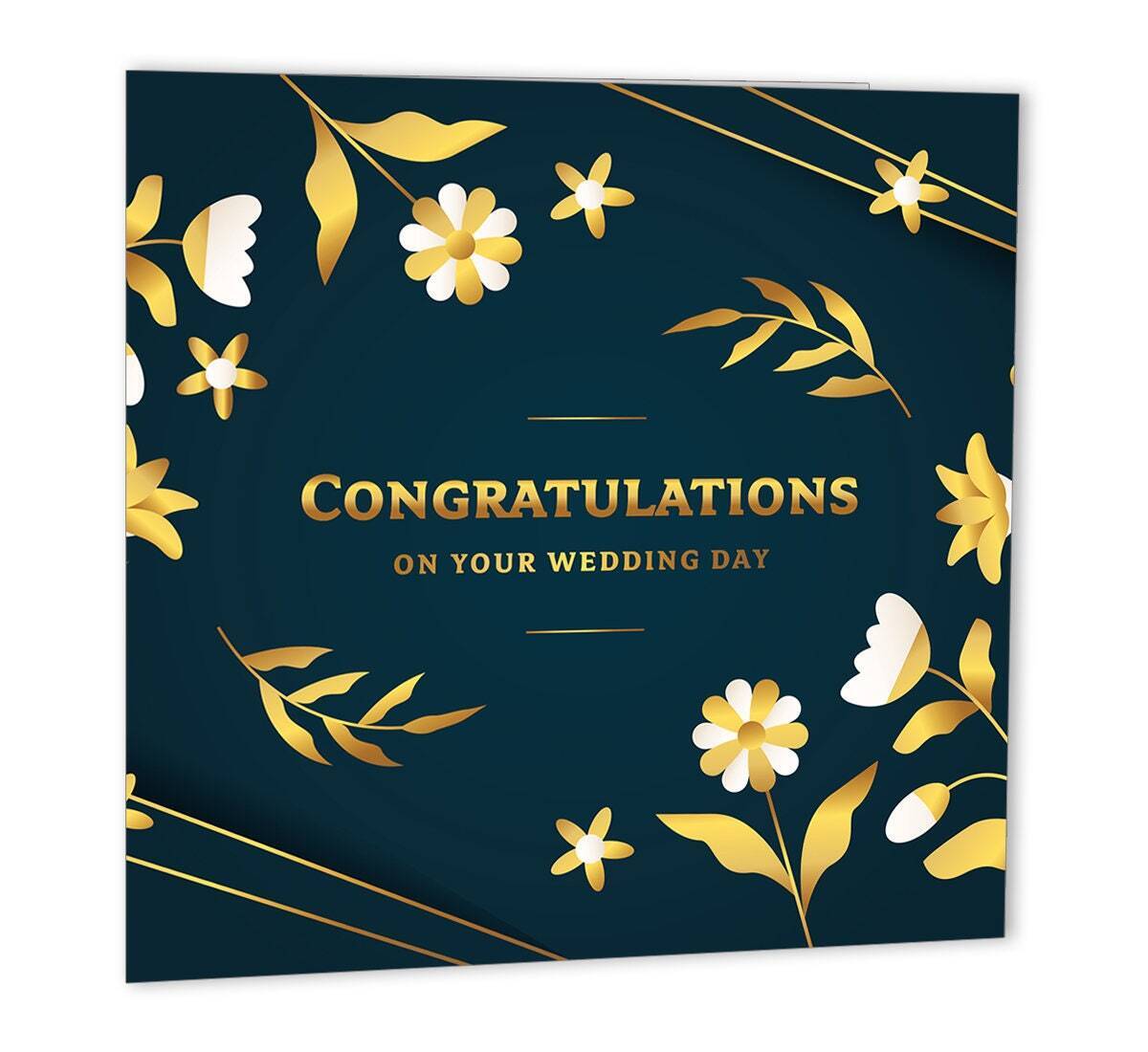 Congratulations on your Wedding Day Card 147 x 147mm cards for wedding newly we - Purple Fox Gifts