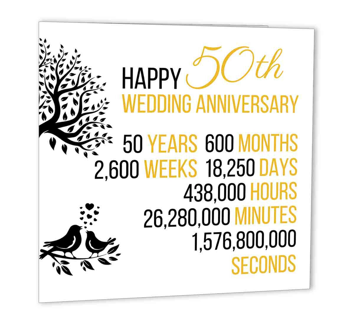 50th Wedding Anniversary Card 147 x 147mm - Purple Fox Gifts