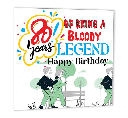 80th Birthday Card for Dad Grandad Funny - 80 Legend - 80th Birthday 47 x 147mm - Purple Fox Gifts