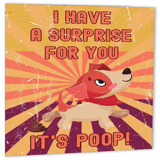 Rude Funny Birthday Card From Dog Poop 150x150mm for him dad - Purple Fox Gifts