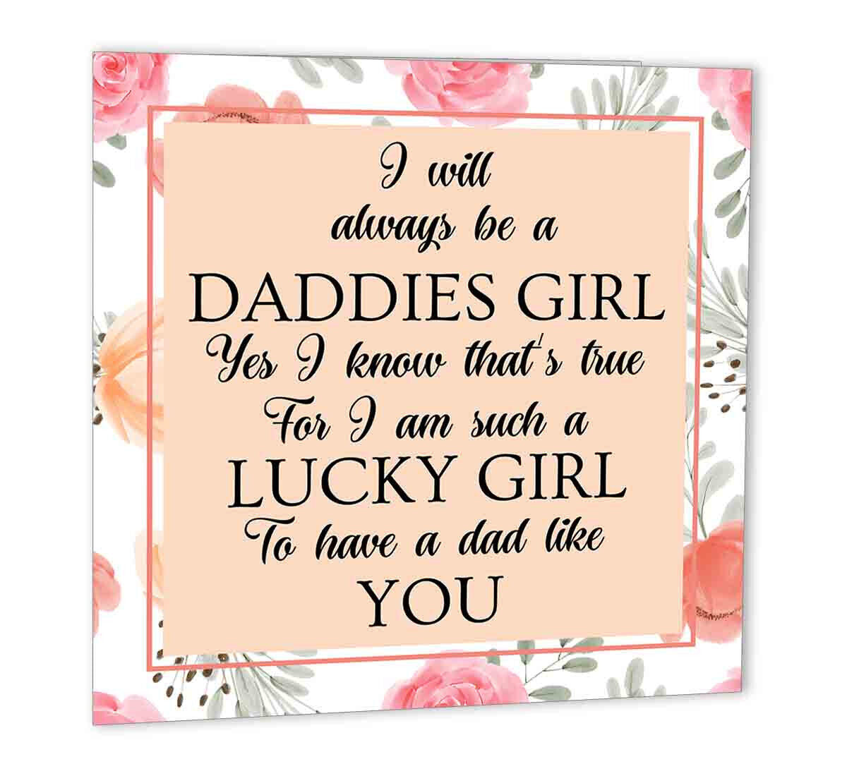 Daddys Girl Dads Birthday Card From Daughter Fathers Bday 147 x 147mm Cards - Purple Fox Gifts