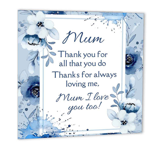 Mums Birthday Card From Daughter Son Thank you Mum Mother Mom 148 x 148mm - Purple Fox Gifts