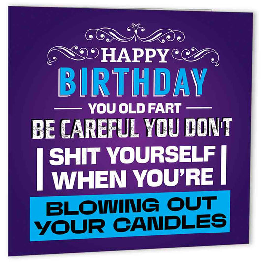 Funny Birthday Cards for Dad - You Old Fart - Rude Happy Birthday Card for Dad - Purple Fox Gifts