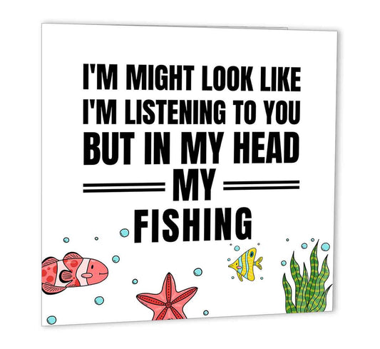 Fishing Birthday Card Fisherman Greeting Card funny gift 147 x 147mm - Purple Fox Gifts