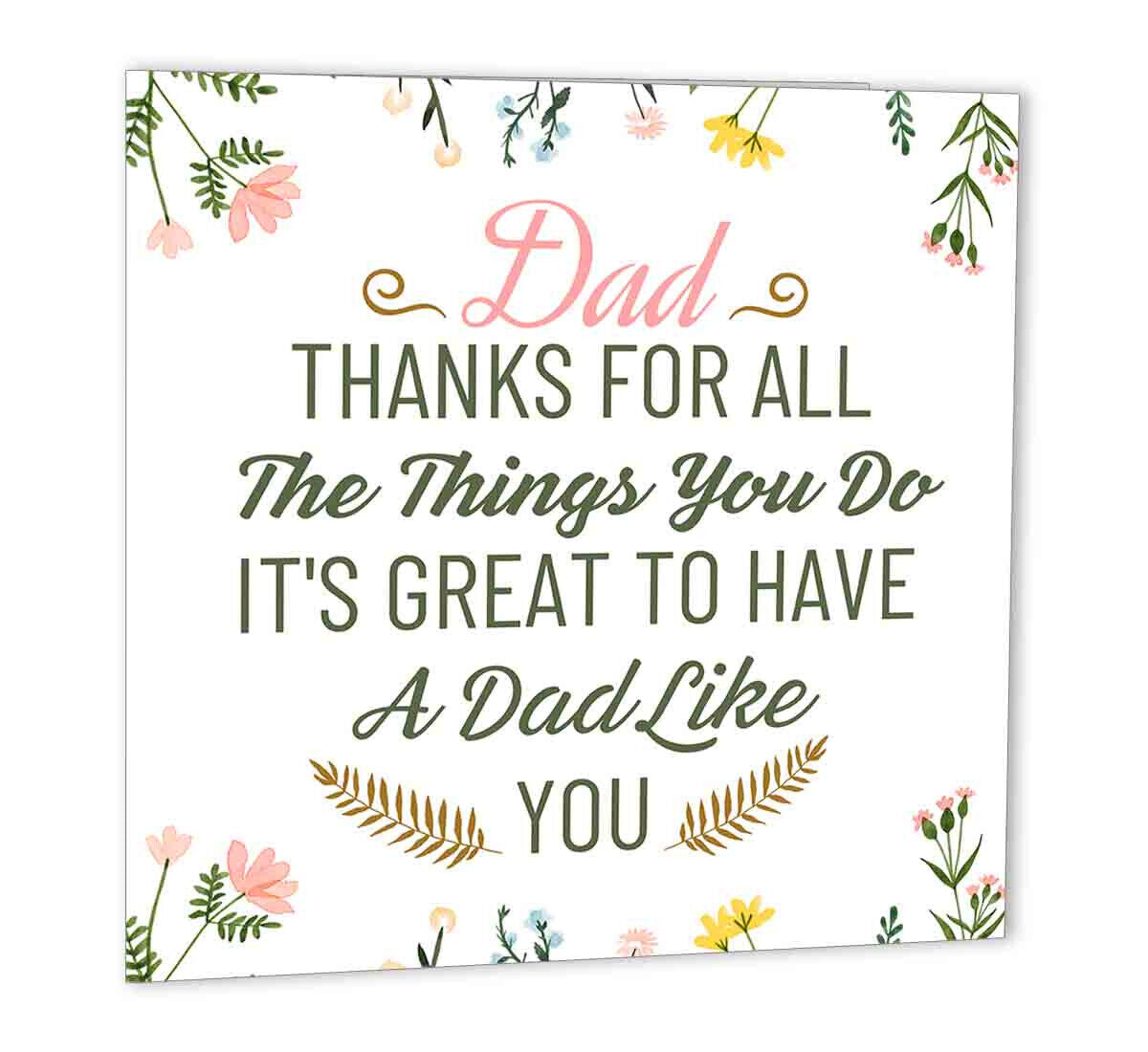 Birthday Cards for Dads Thank you Card for Fathers day Daddy 147 x 147mm papa - Purple Fox Gifts