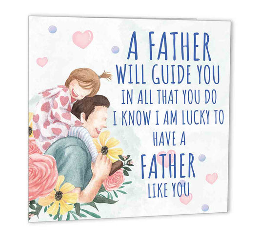Dads Birthday Card Fathers Day Best Dad Card From Daughter Son 147 x 147mm - Purple Fox Gifts