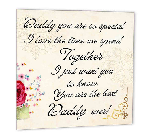 Best Daddy Ever birthday card for dad fathers day papa bday 147 x 147mm - Purple Fox Gifts