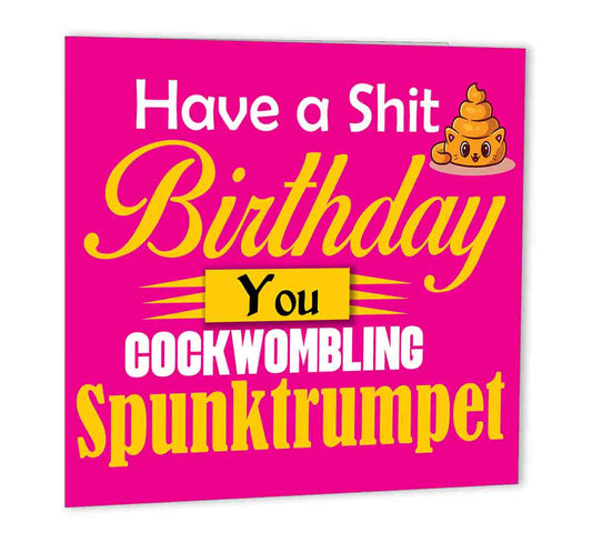 Rude Birthday Cards for Him or Her - Sh*t bday - Offensive Joke Birthday Card - Purple Fox Gifts