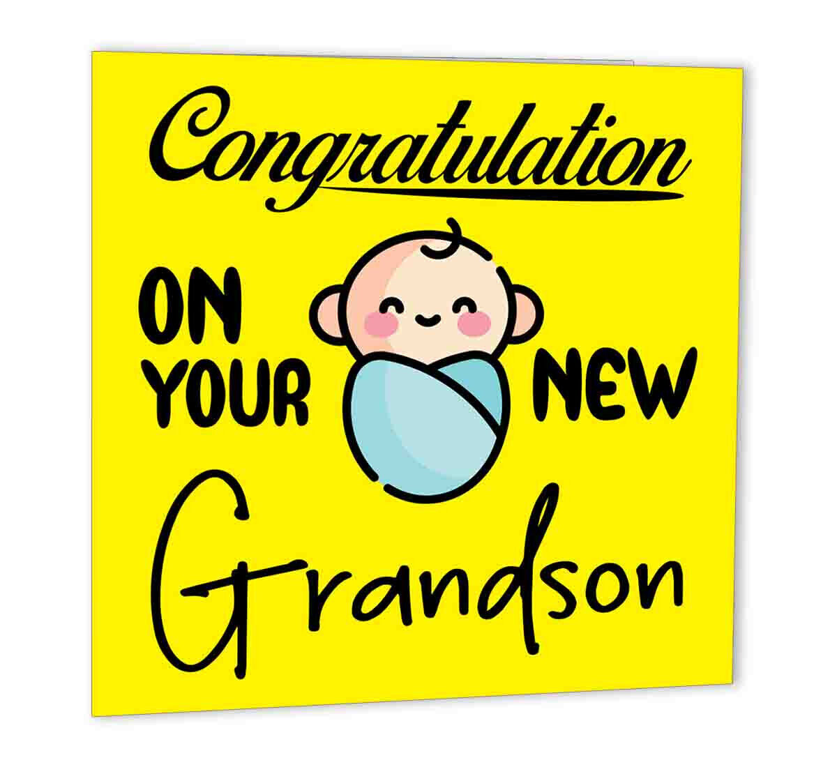 New Baby Boy Card Parents Congratulations on our Grandson From Grandparents Card - Purple Fox Gifts