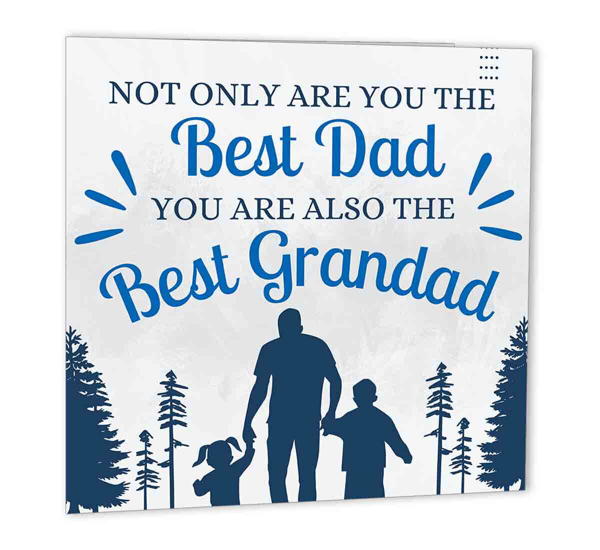 Birthday Card Best Dad Grandad Fathers day Thank you 147 x 147mm - Purple Fox Gifts