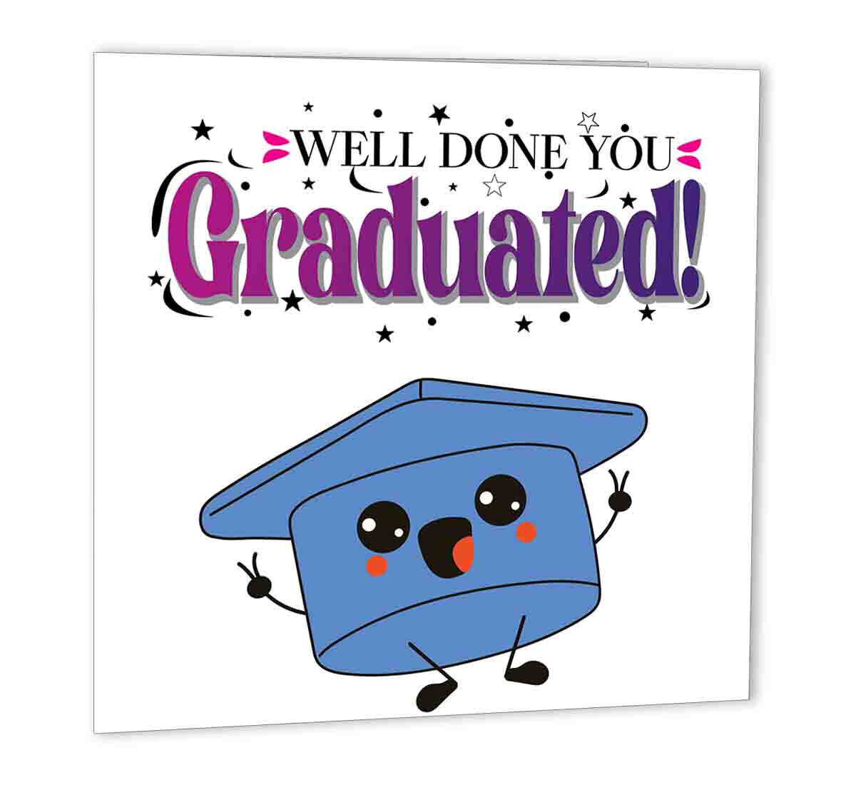 Graduation Card Congratulations You Graduated 147 x 147mm university college - Purple Fox Gifts
