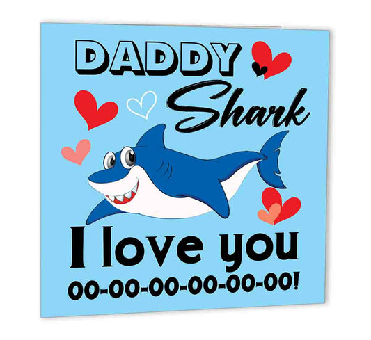 Daddy Shark Birthday Card, Cute birthday card for dad papa 147 x 147mm - Purple Fox Gifts