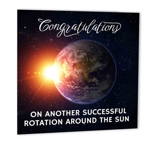 Funny Birthday Cards for Men Women - Earth Rotation - Joke Happy Birthday Card - Purple Fox Gifts