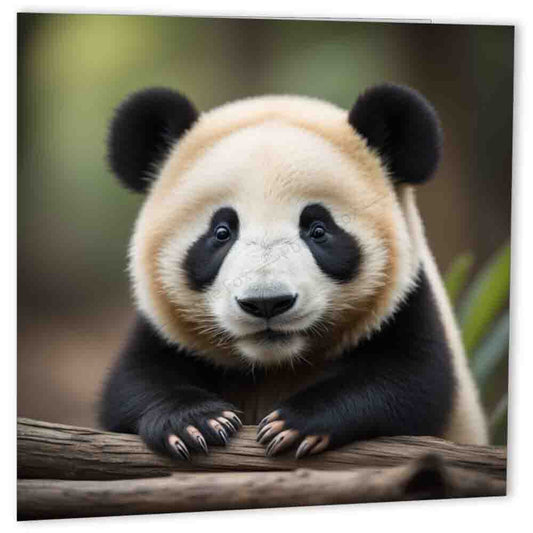 Panda Birthday Card Cute Panda Greeting Card 150mm x 150mm - Purple Fox Gifts