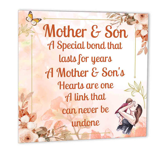 Mother & Son Special Bond Birthday Card for Son Mum Mother Mom 147 x 147mm - Purple Fox Gifts