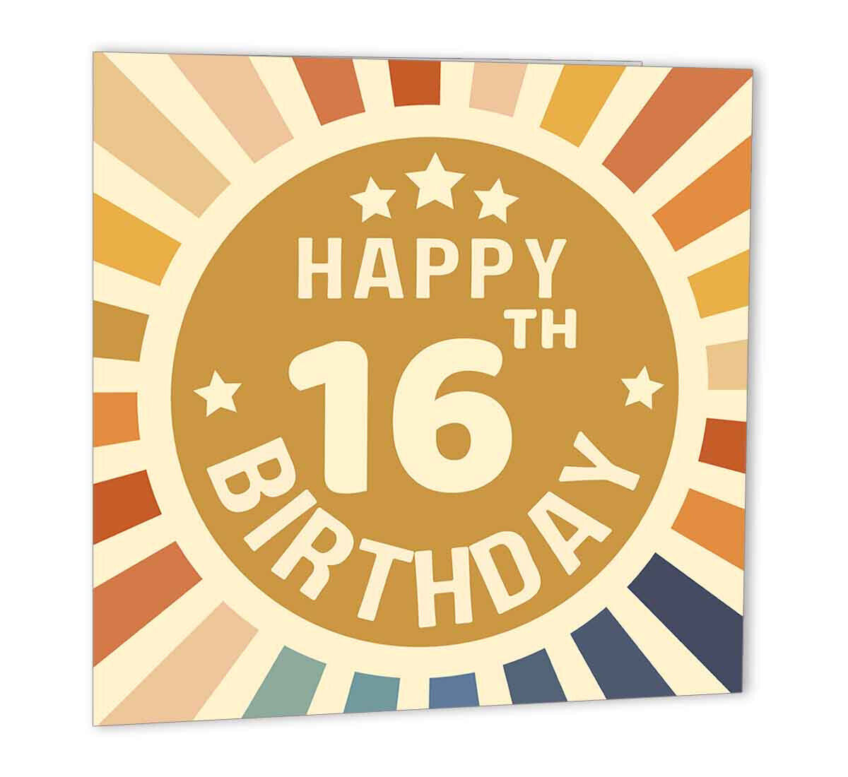 16th Birthday Card - Sixteen daugthers sons bday 47 x 147mm - Purple Fox Gifts