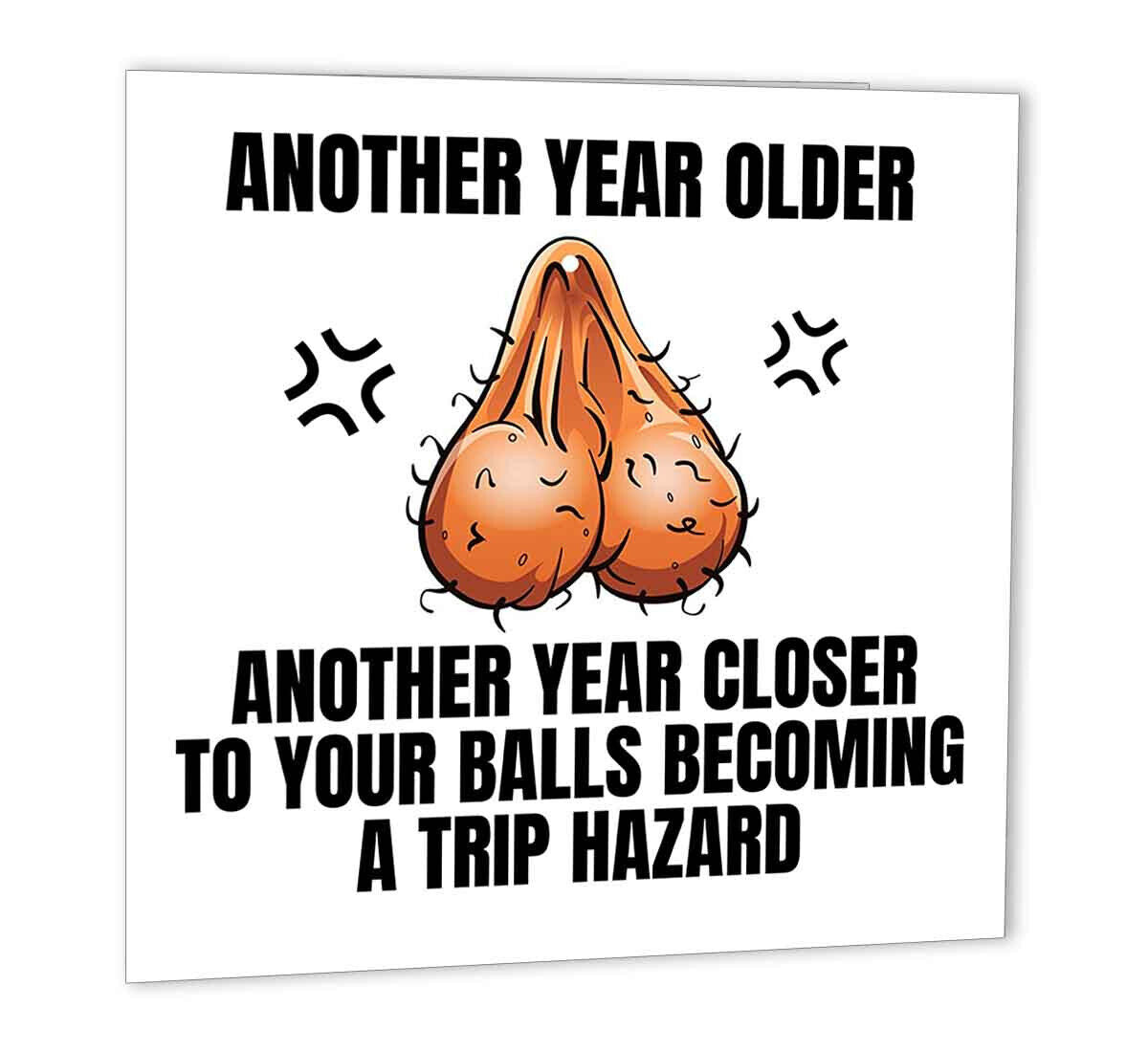 Rude Birthday Cards for men - Trip Hazard - Funny Birthday card for dad uncle - Purple Fox Gifts