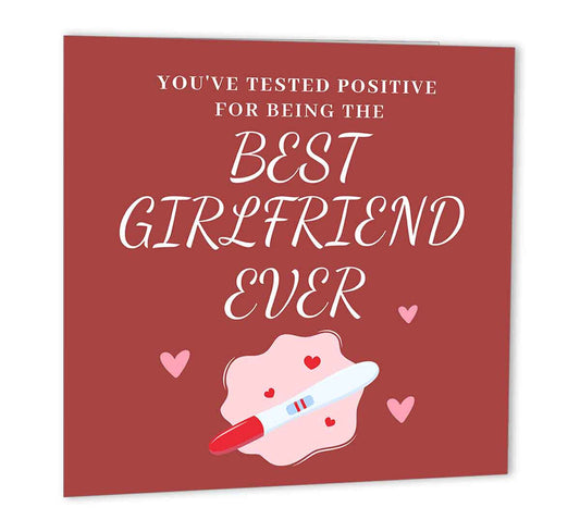 Funny Birthday Cards for Girlfriend - Postive Best Girlfriend Ever - Joke Card - Purple Fox Gifts