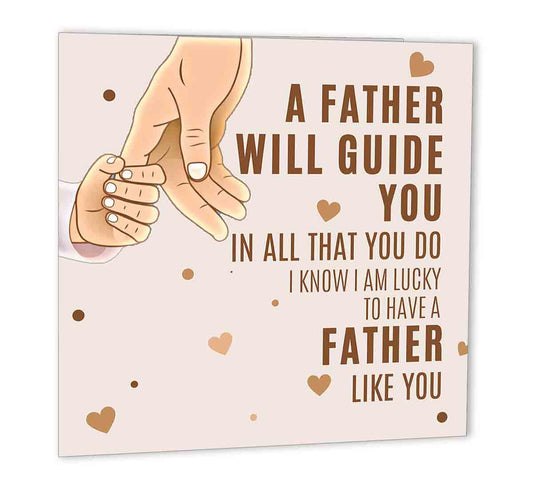 Dad Birthday Card - Father Will Guide You - Card for Daddys Birthday 147 x 147mm - Purple Fox Gifts