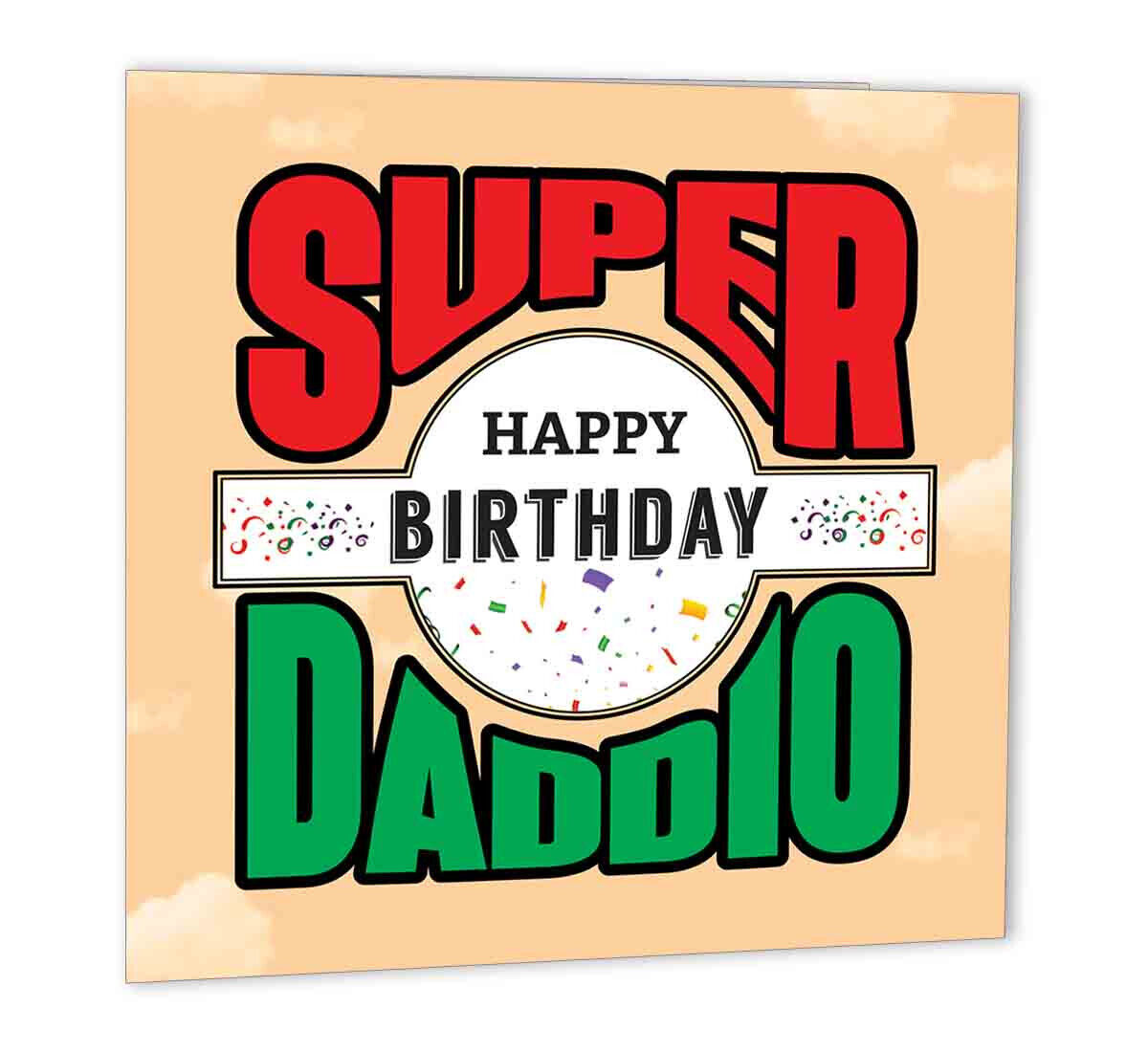 Super Birthday Cards for Dad - Super Daddio - Dad Birthday Card 147 x 147mm - Purple Fox Gifts