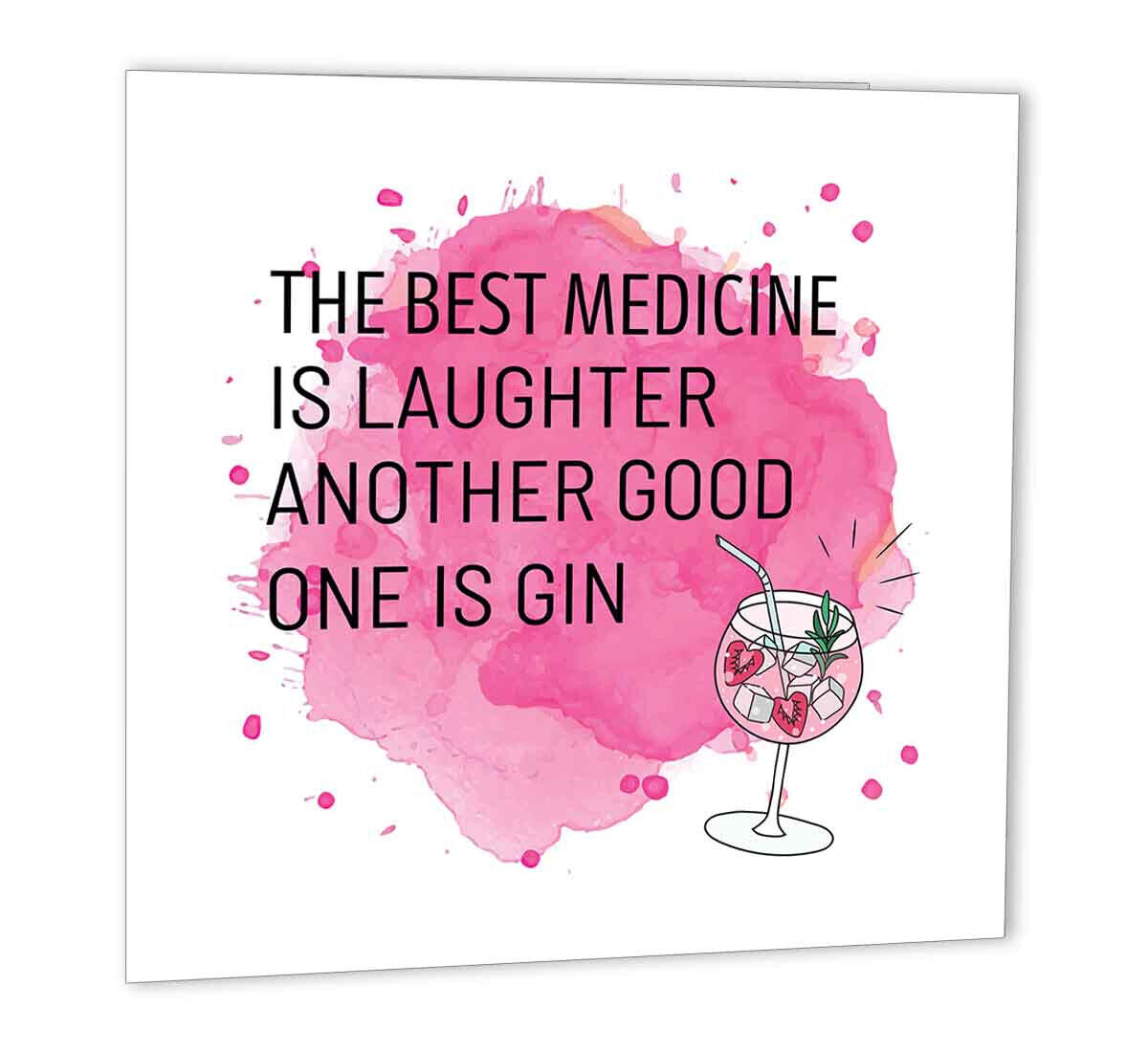 Gin & Laughter Birthday Card Funny Bestie birthday card 147x147mm friendship - Purple Fox Gifts
