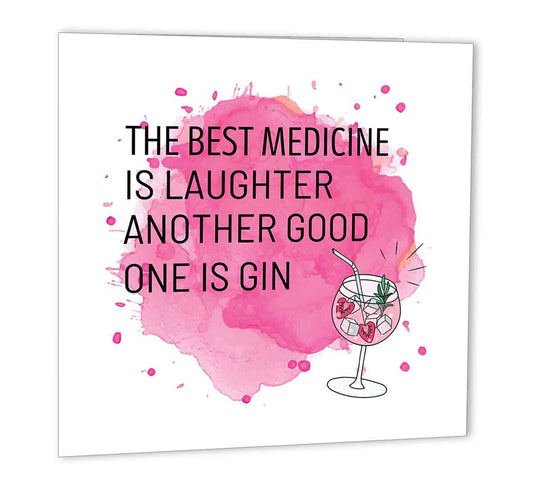 Gin & Laughter Birthday Card Funny Bestie birthday card 147x147mm friendship - Purple Fox Gifts