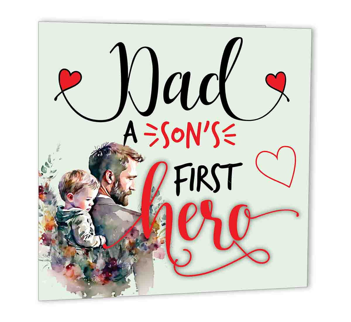 Dad Birthday Card Fathers Day Card from Son - Hero Dad Daddy Papa 147 x 147mm - Purple Fox Gifts