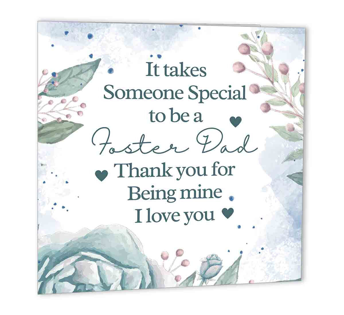 Foster Dad Birthday Card thank you foster dad 147 x 147mm - Purple Fox Gifts