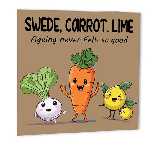 Funny Birthday Cards for Women Men - Swede Carrot Lime - Happy Birthday Card dad - Purple Fox Gifts