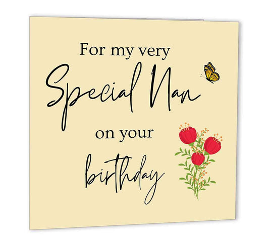 Nans Birthday Card - Special Nan - Gran Nanny Grandma Beautiful 147 x 147mm - Purple Fox Gifts