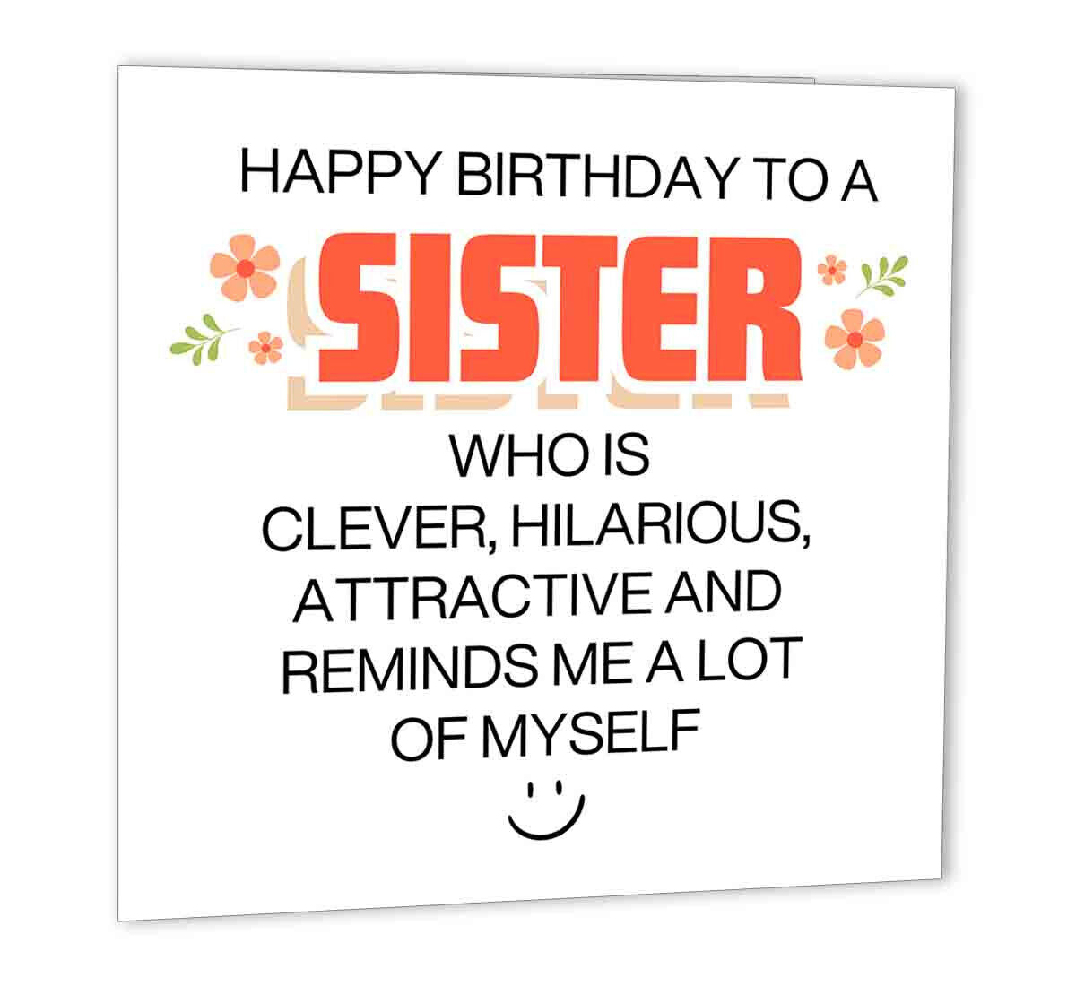 Sister Birthday Card Funny Card for Sisters Birthday bday - 147 x 147mm - Purple Fox Gifts