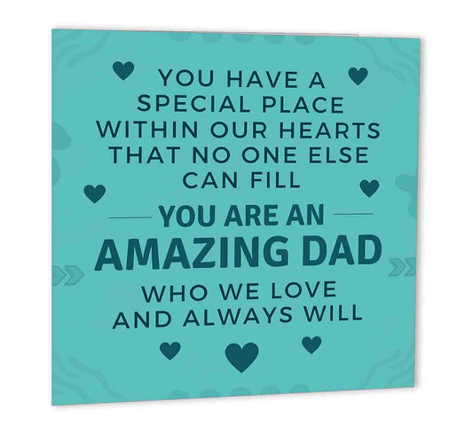 Dad Birthday Card Fathers Day Amazing Dad Card From Daughter Son 147 x 147mm - Purple Fox Gifts