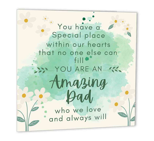 Dad Birthday Card Fathers Day Amazing Dad Card From Son Daughter  147 x 147mm - Purple Fox Gifts