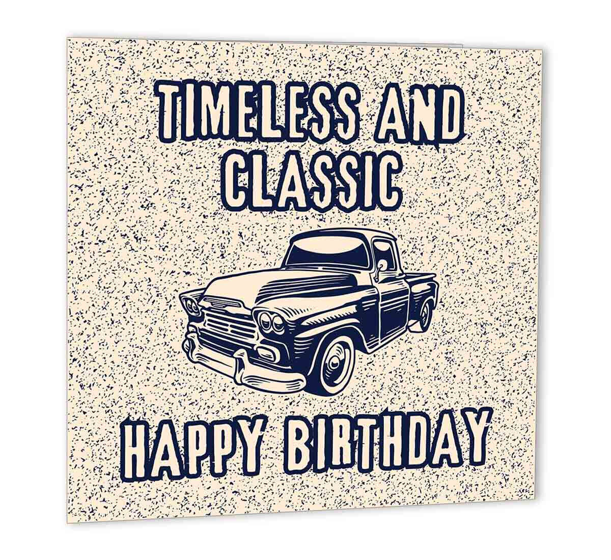 Birthday Card for Dad Grandad Timeless Classic Retro Vintage Car 147 x 147mm - Purple Fox Gifts