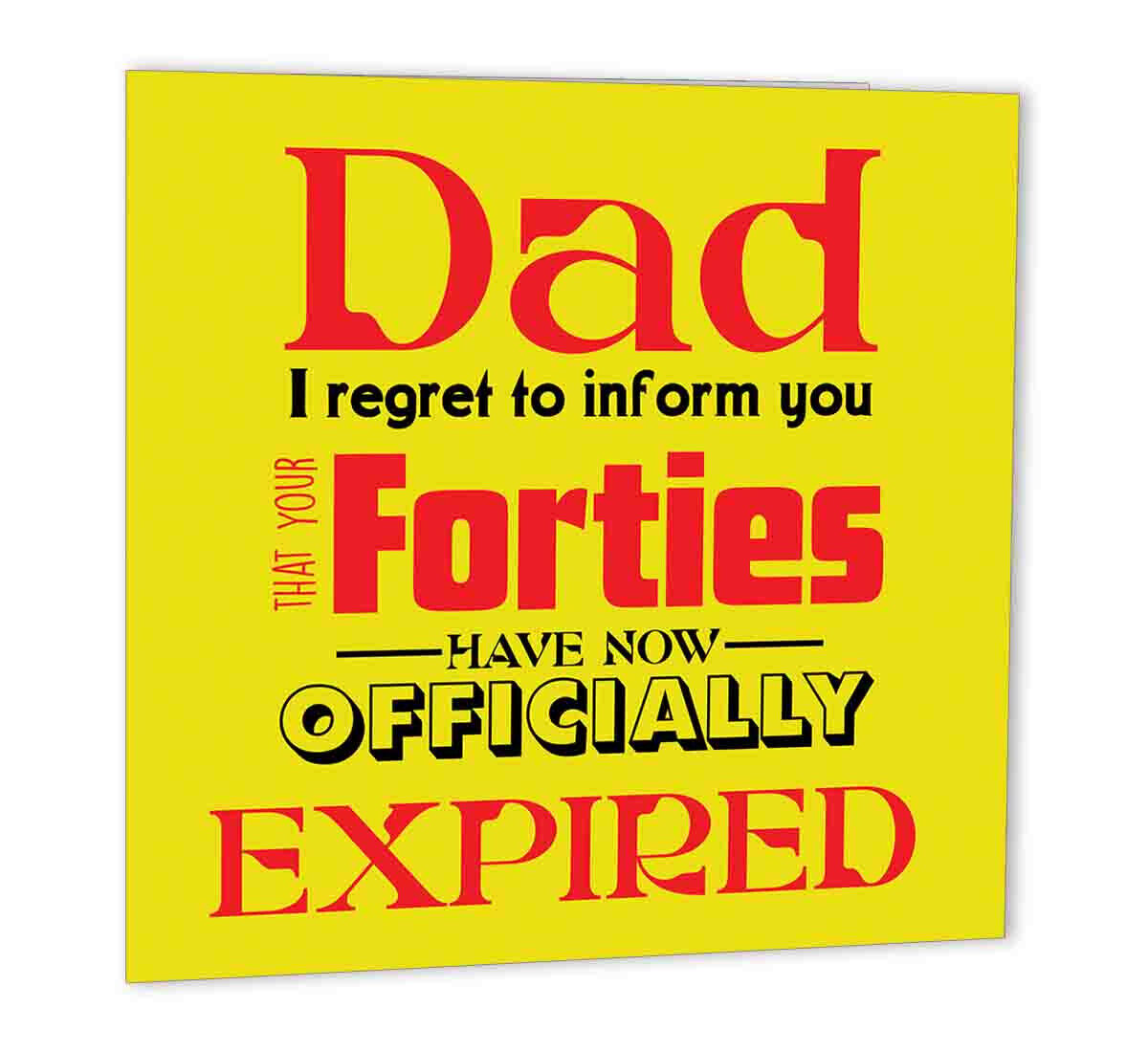 50th Birthday Card for Dad - 147 x 147mm Funny Dads 50th birthday Card expired - Purple Fox Gifts