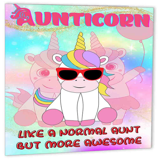 Aunty Birthday Card Aunt Auntycorn Unicorn - Purple Fox Gifts