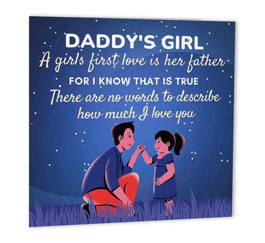 Daddys Girl Dads Birthday Card From Daughter Fathers Bday 147 x 147mm - Purple Fox Gifts