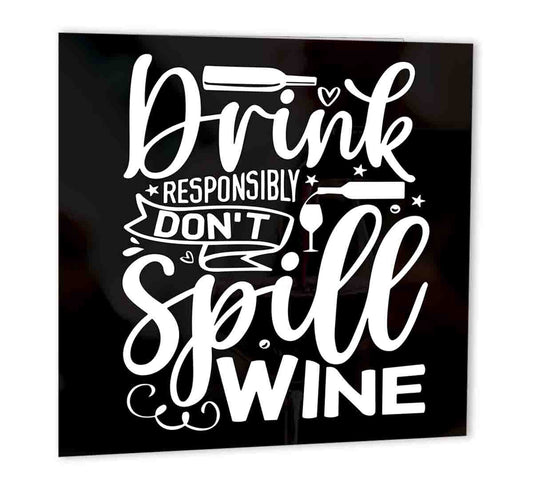 Drink Wine Responsibily Funny Birthday Card for Wine Drinker 47 x 147mm - Purple Fox Gifts