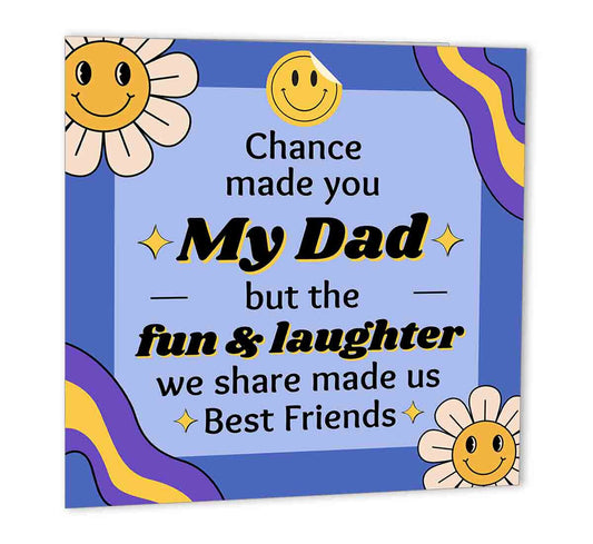 Birthday Card for Dad bday - Dad Fun Laugher Father Daddys Birthday 147 x 147mm - Purple Fox Gifts