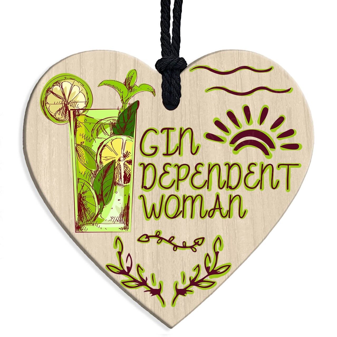 Gin Dependant Woman Funny Gin & Tonic Gift Hanging Sign - Purple Fox Gifts