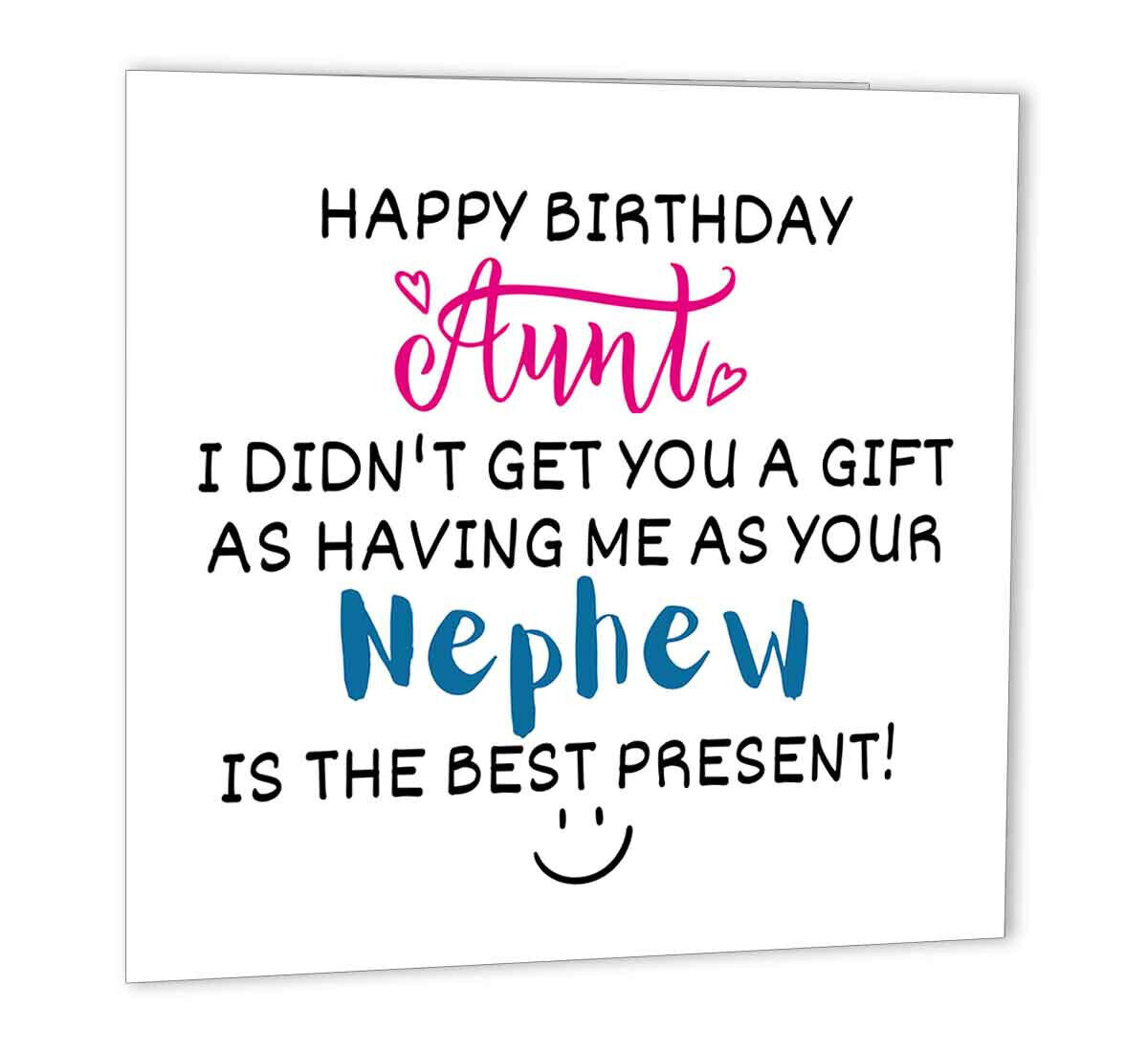 Auntie Birthday Card Aunt Aunty Aunts Birthday Cute Funny Card 147 x 147mm - Purple Fox Gifts