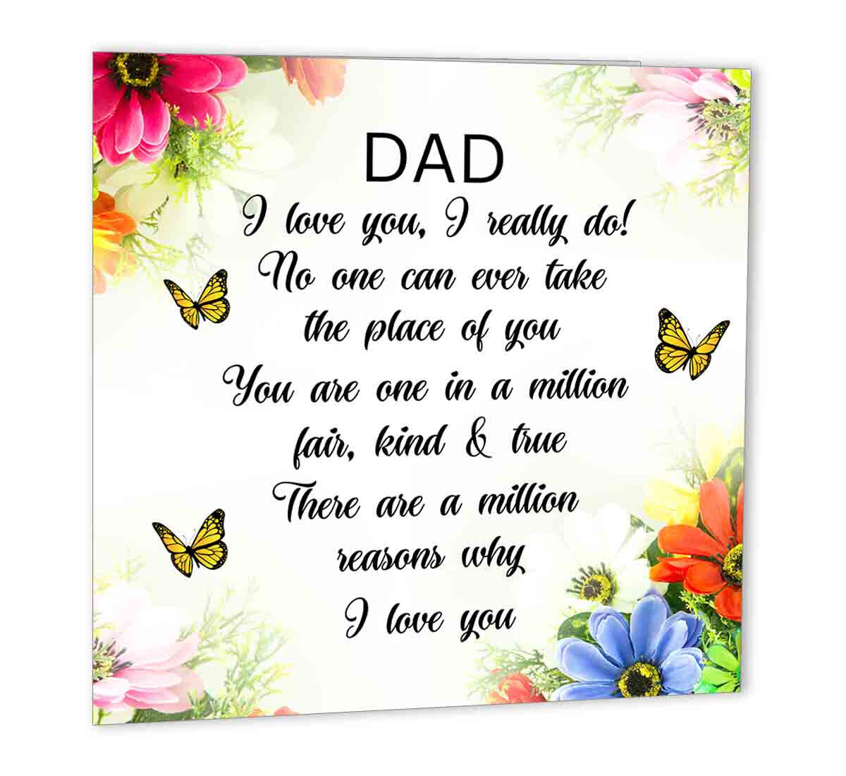 Birthday Card for Dad bday - I Love you Dad Father Daddy Papa 147 x 147mm - Purple Fox Gifts