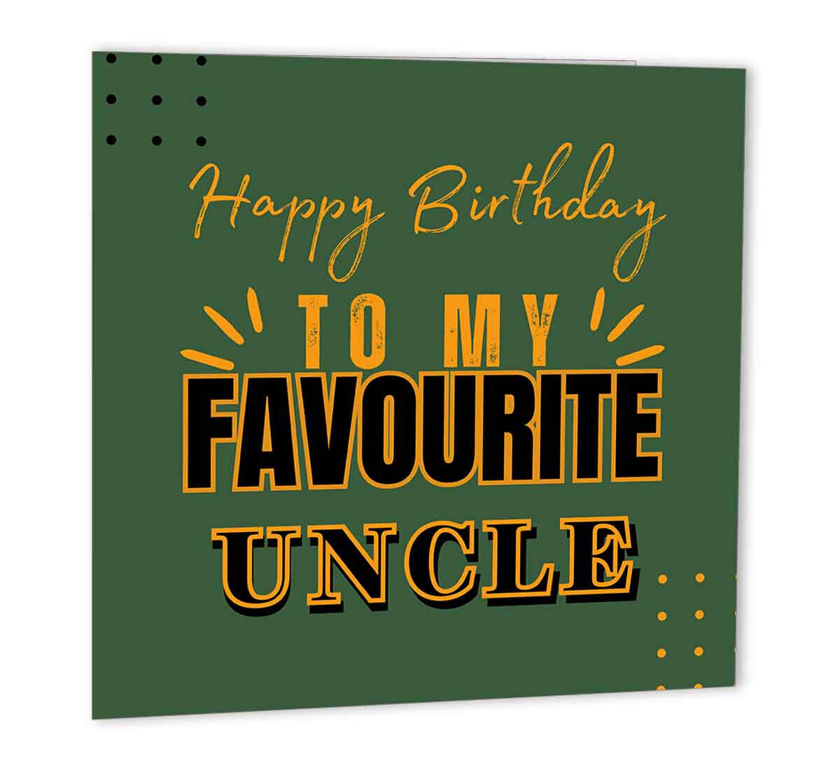 Uncle Birthday Card - Favourite Uncle - Happy Birthday 147 x 147mm - Purple Fox Gifts