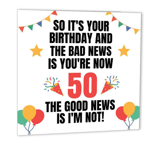 50th Birthday Card Funny Card for 50th Birthday Dad Grandad Mum 47 x 147mm - Purple Fox Gifts