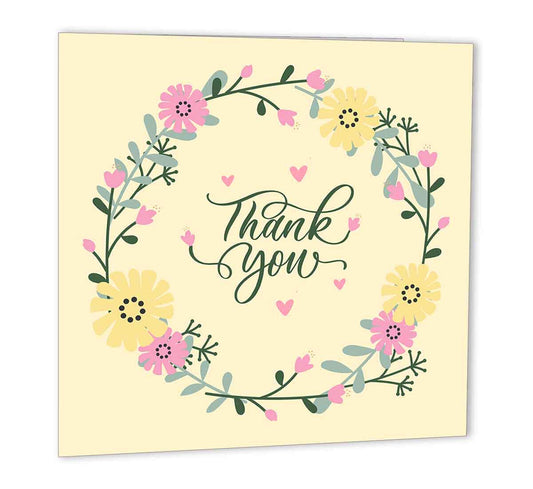 Thank you Card - Floral 147 x 147mm - Purple Fox Gifts