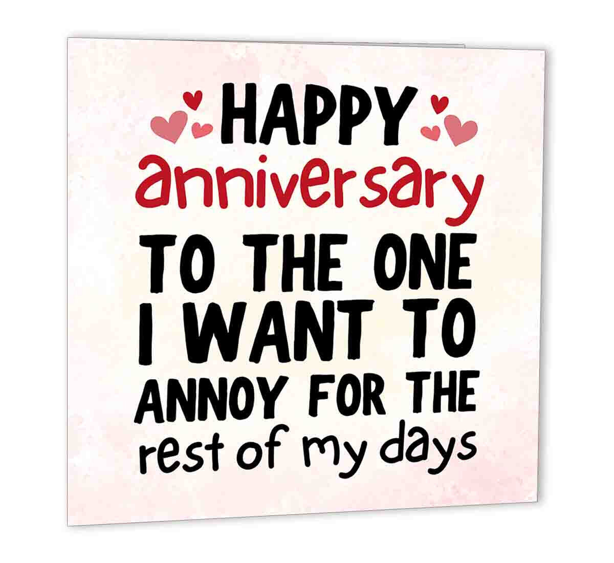 Funny Anniversary Card for Wife or Husband - Annoy you Wedding Cards for partner - Purple Fox Gifts